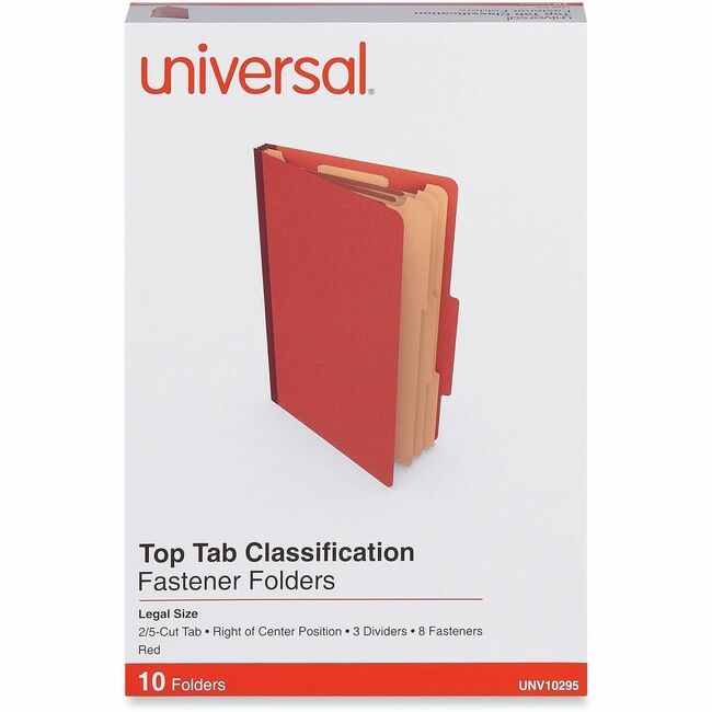 Universal Office Products Folder Psbd 8SEC Legal Red UNV10295