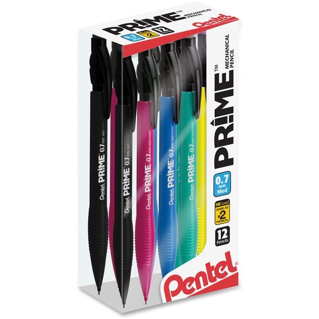 Pentel of America Pencil Prime 0.7MM Assorted 12 Pack PENAX7PC12M