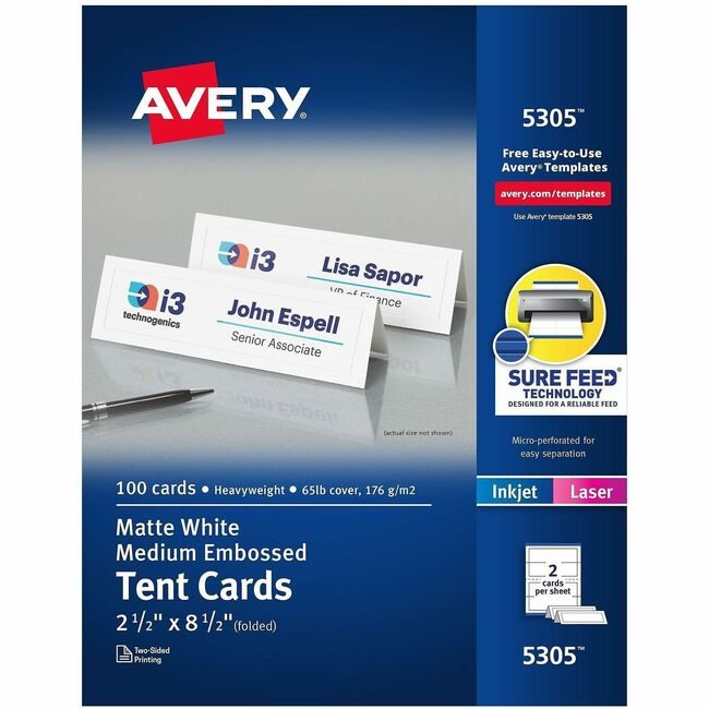 Avery Products Corporation Cards Tent Lsr/Inkj 2.5X8.5 AVE5305