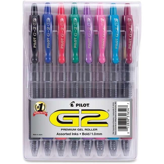 Pilot Corporation of America Pen Gel G2 1.0MM 8PK POUCH PIL31654