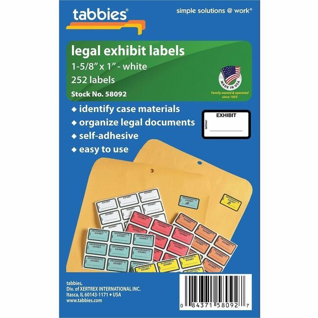 Tabbies Label Exhibit Legal We 252 Count TAB58092