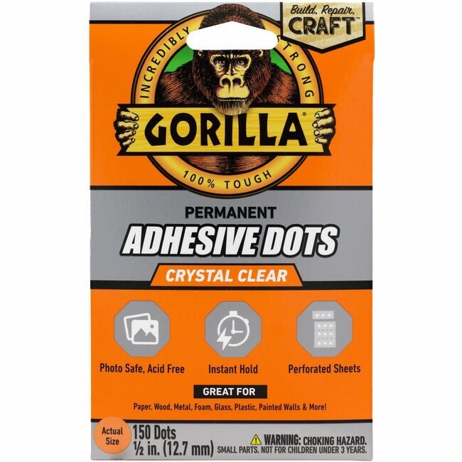 Gorilla Glue Company Adhesive Dot .5" Clear 150/PK GOR104905