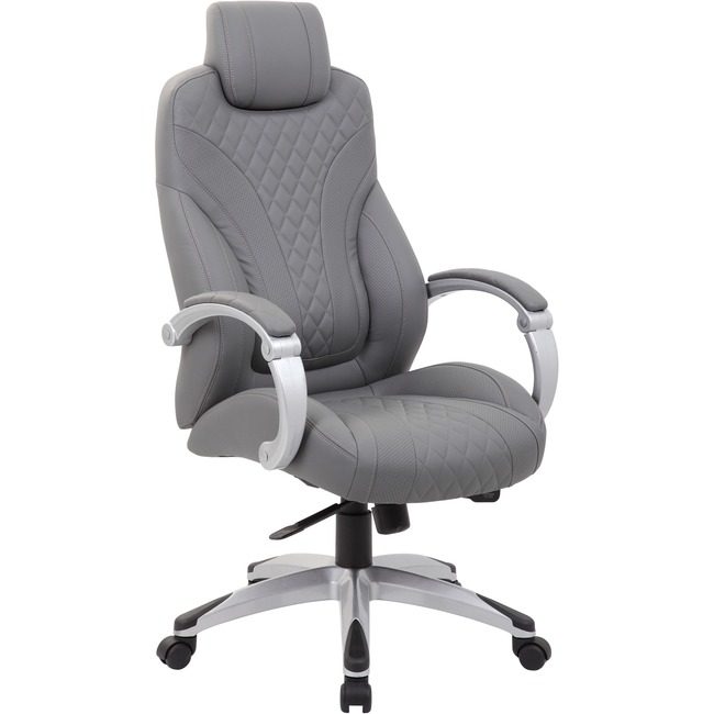 Boss Office Products Chair Executive Vinyl Gray BOPB8871GY