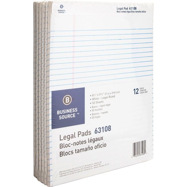 Business Source Pad Legal 8.5X11.75 50SH We BSN63108