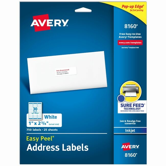 Avery Products Corporation Label Ezpeel Inkjt 1X2.6 We AVE8160
