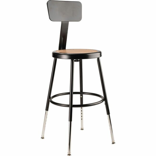 National Public Seating Stool 19-27IN Back Wood/Blk NPS6218HB10