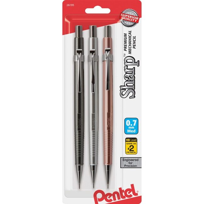 Pentel of America Pencil Mech 0.7MM Assorted PENP207MBP3M