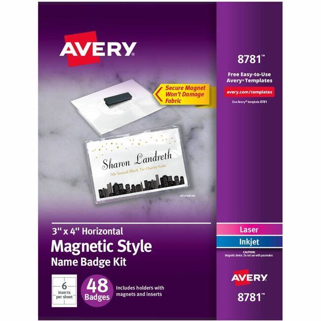 Avery Products Corporation Badge Magnetic White 48 BOX AVE8781