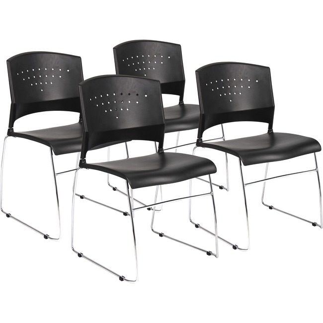 Boss Office Products Chair Stack Polypropylene 4/CT BOPB1400BK4
