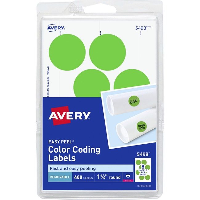 Avery Products Corporation Label Round 1.25"DIA Neongn AVE05498