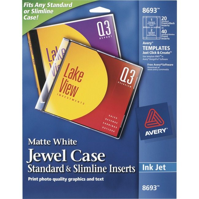 Avery Products Corporation Cd Jewelcase Insert AVE08693