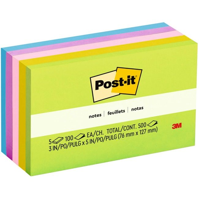 3M Company Note Post-It 3X5 5 Pack Assorted MMM655-5UC