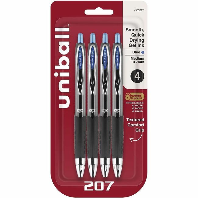 Mitsubishi Pencil Co. / uni-ball Pen Gel 207 0.7MM 4 Pack Blue UBC45532PP