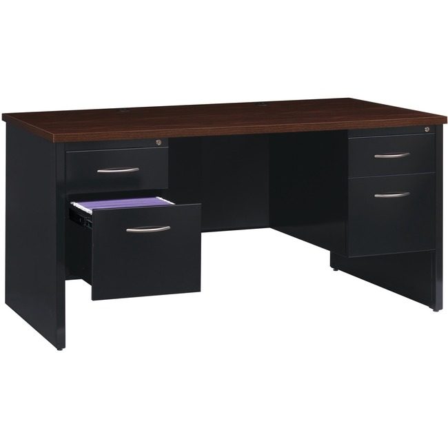 Lorell Desk 30"X60" DBL PED Bk/Wl LLR79141