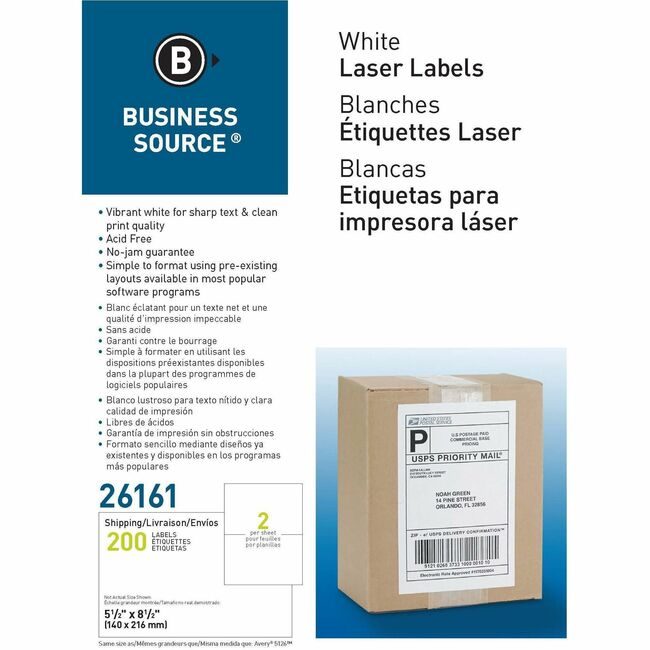 Business Source Label Ij/Lsr 5.5X8.5 We 200 BSN26161
