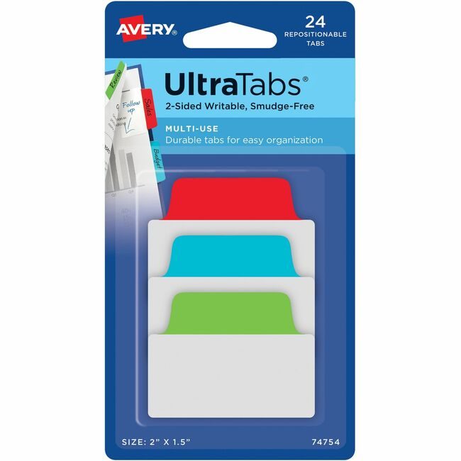 Avery Products Corporation Tabs Ultra 2" Primary 24 Pack AVE74754
