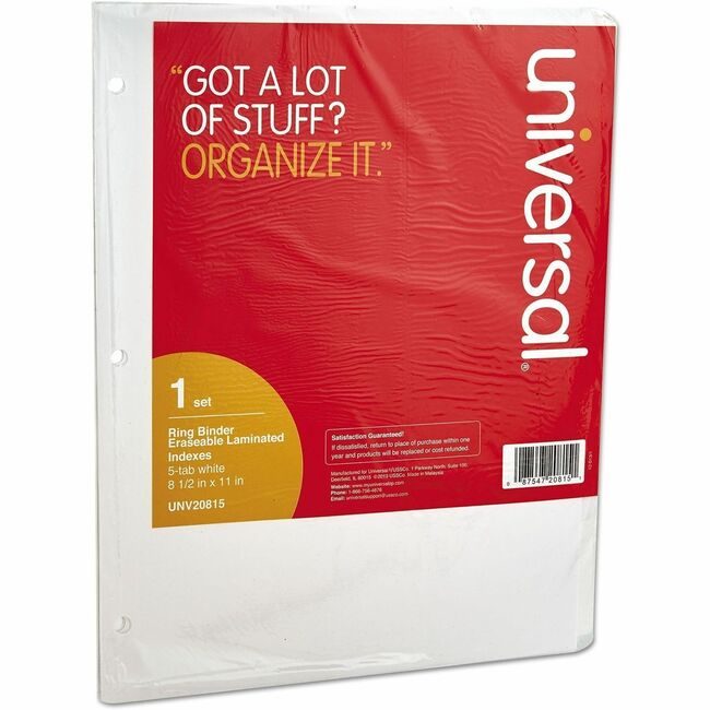 Universal Office Products Index ERASE1-5TAB We UNV20815