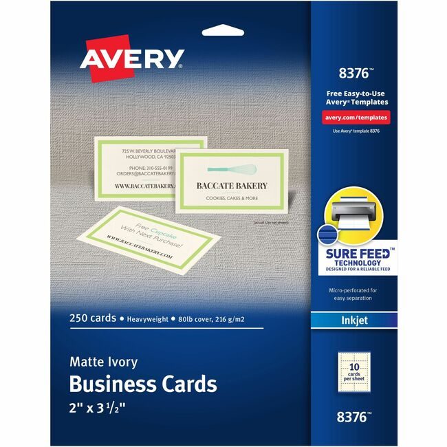 Avery Products Corporation Cards Bsness Inkjt 2X3.5 Iy AVE8376
