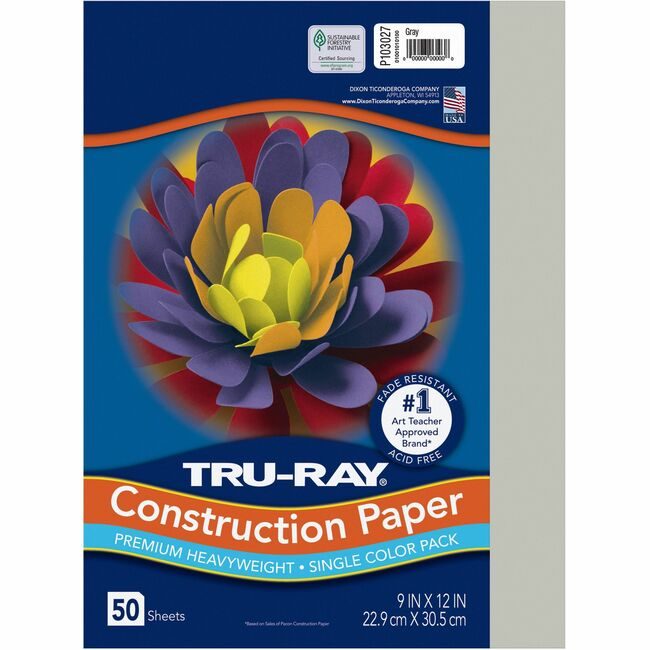 Pacon Corporation Paper Const 9X12 Gray 50SH PAC103027
