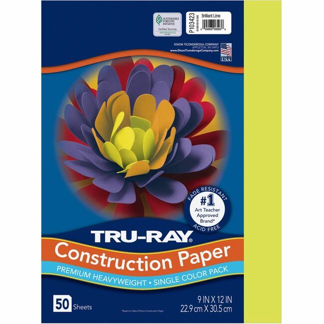 Pacon Corporation Paper Const 9X12 Brllnt Lme PAC103423