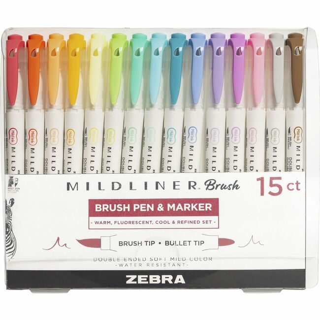 Zebra Pen Corporation Marker Brsh D-End Assorted 15/PK ZEB79115