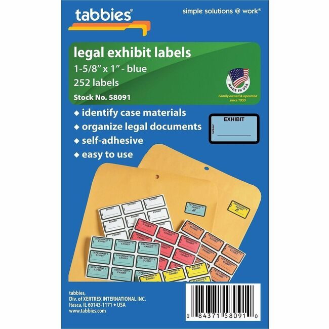 Tabbies Label Exhibit Legal Blue 252 TAB58091