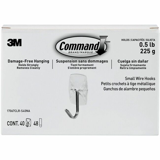 3M Company Hooks Clear 40 Count MMM17067CLRS40N