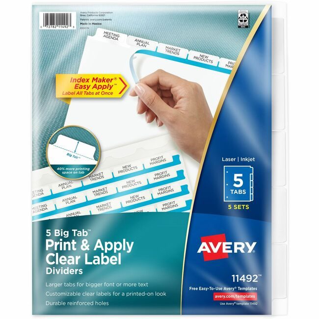 Avery Products Corporation Dividers Index Bigtab 5TAB AVE11492