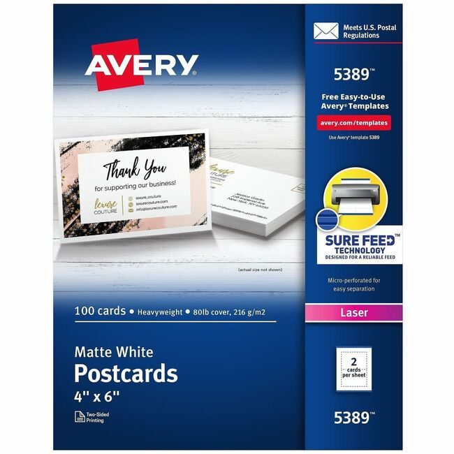 Avery Products Corporation Cards Post Laser 4X6 We 100 AVE5389
