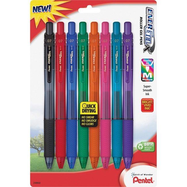 Pentel of America Pen Energelx Retrct 0.7 8 Pack PENBL107CRBP8M