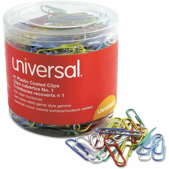 Universal Office Products Clip #1 VINYL Astd 500/PK UNV95001