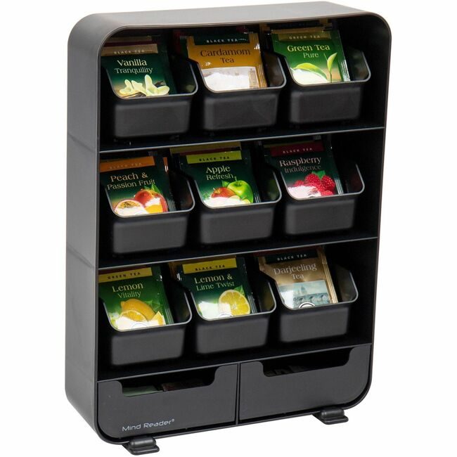 Mind Reader Products Caddy Tea Condmt 15 BAG Black EMSTBORG-BLK
