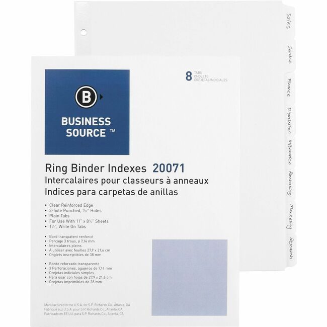 Business Source Dividers Write-On 8TAB We BSN20071