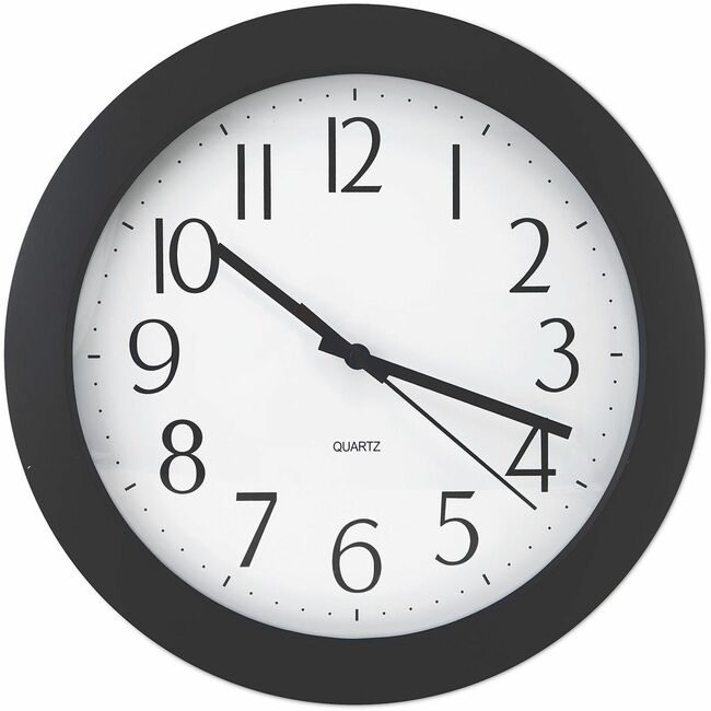 Universal Office Products Clock 12" WHISPER Black UNV10451