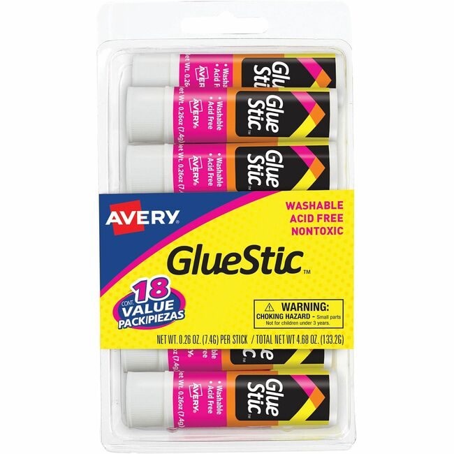 Avery Products Corporation Glue Stick 0.26OZ Clear 18 Pack AVE98089