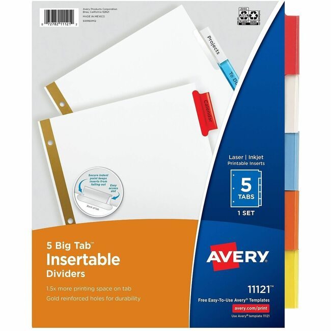 Avery Products Corporation Dividers Insert 5-TAB Multi AVE11121
