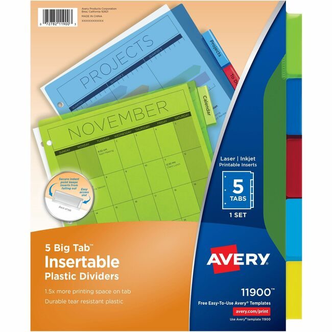 Avery Products Corporation Dividers Insert Plastc 5TAB AVE11900