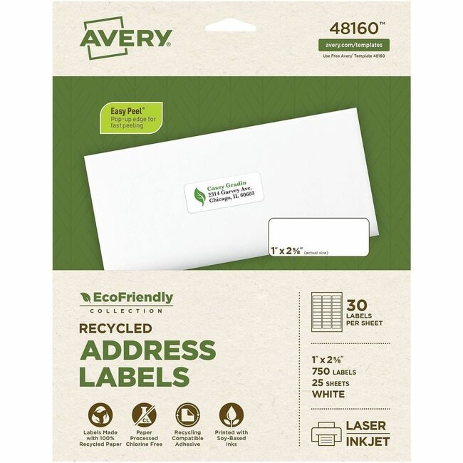 Avery Products Corporation Label Rcycld 1X2.6 750 Count AVE48160