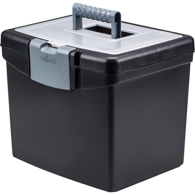 Storex File Box Portable Black STX61502U01C