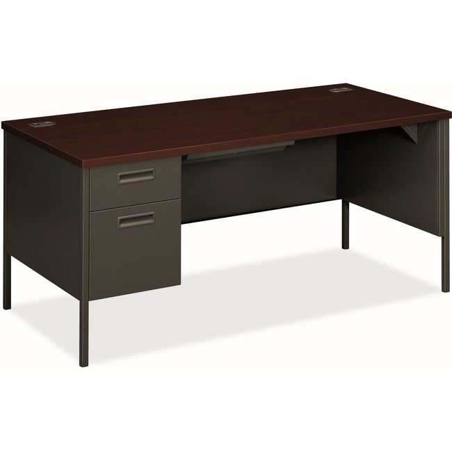 The HON Company Desk Steel Sgl Ped Mah/Chr HONP3266L-NS