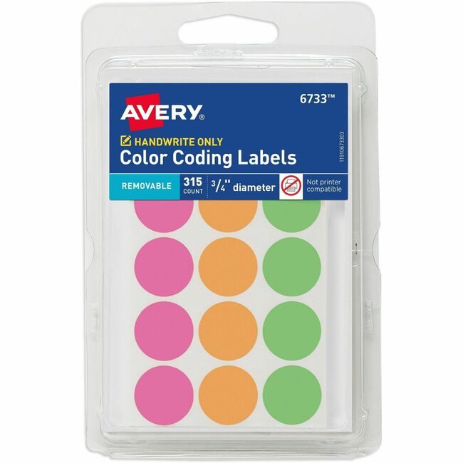 Avery Products Corporation Label Round Neon 15UP AVE06733