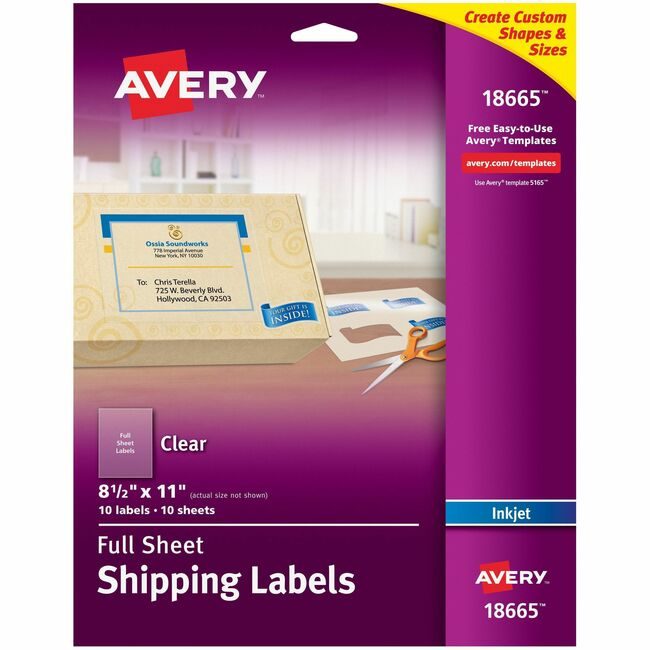 Avery Products Corporation Label 1-UP Ep Ij 10 Pack Clear AVE18665