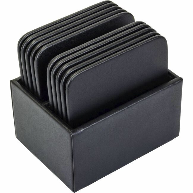 Dacasso Coaster Set Sq Lthrette Black DACA1343