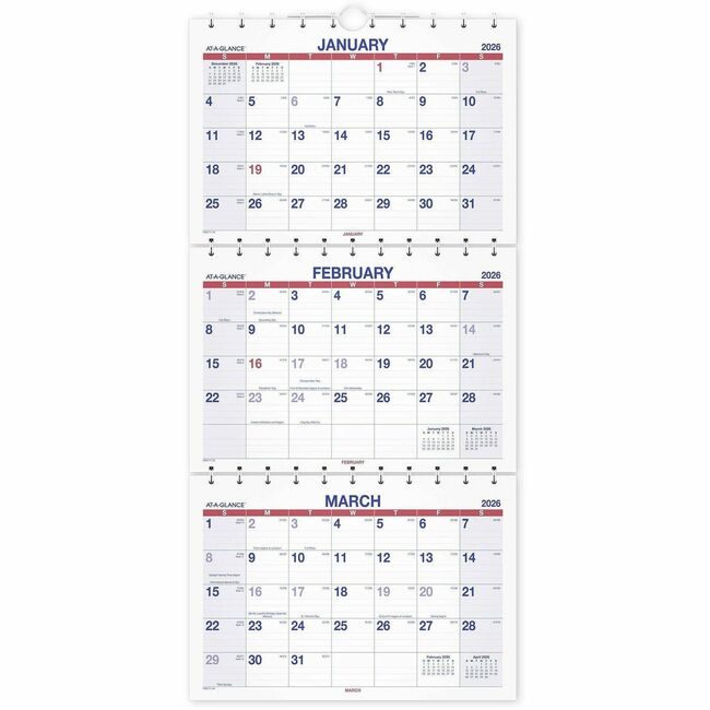 ACCO Brands AT-A-GLANCE Calendar Wall 3-MONTH VIEW AAGPMLF1128