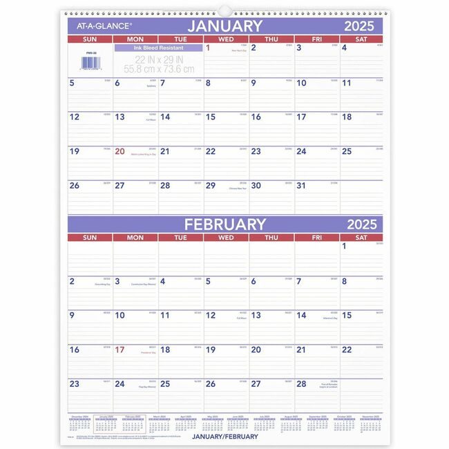 ACCO Brands AT-A-GLANCE Calendar Wall 2-MNTH Recycl AAGPM9-28
