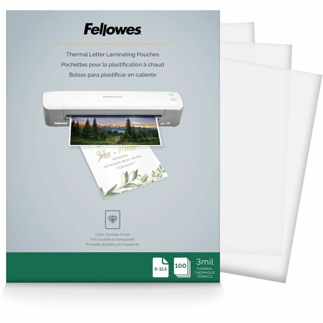 Fellowes Brands Pouch Lmntng Letter 3ML 100 Pack FEL5743301