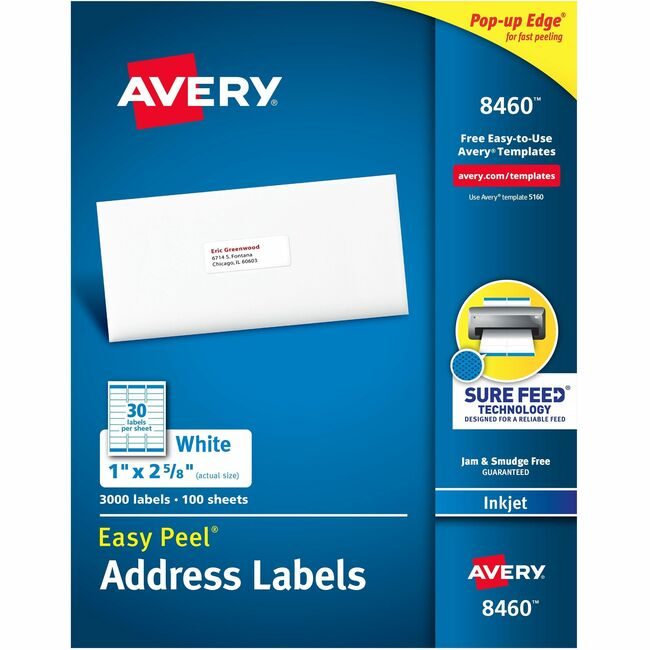 Avery Products Corporation Label Ezpeel Inkjt 1X2.6 We AVE8460