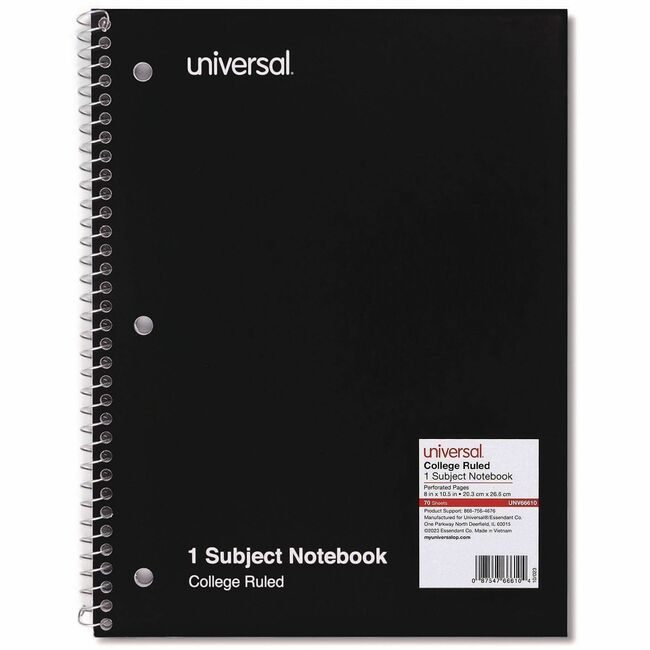 Universal Office Products Notebook 1SUB 8X10.5 Black UNV66610