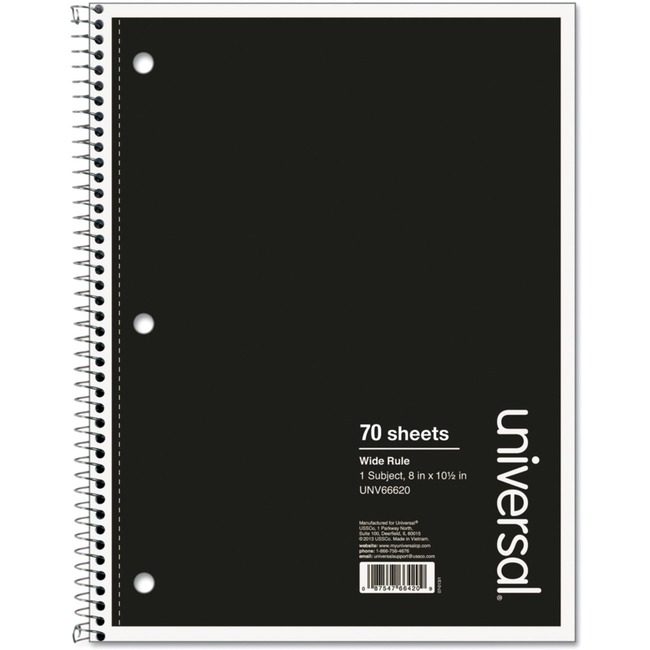 Universal Office Products Notebook 1SUB8X10.5WR Black UNV66620