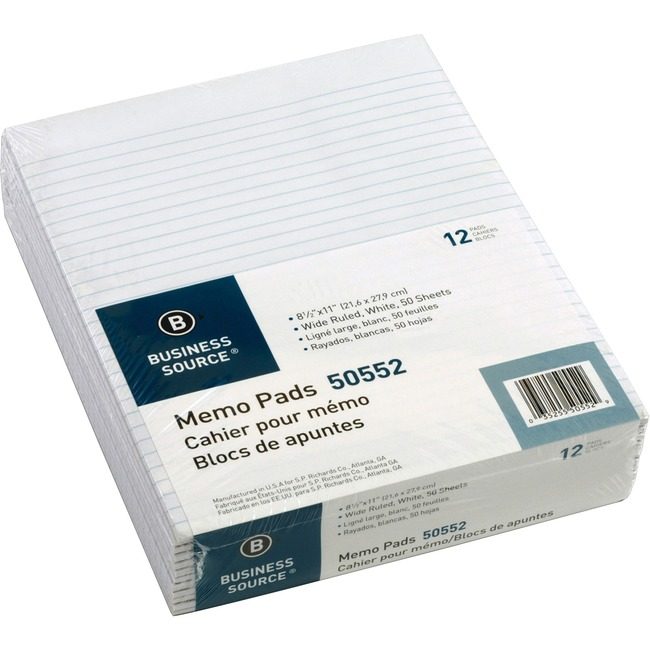 Business Source Pad Memo 8.5X11 Widerld We BSN50552